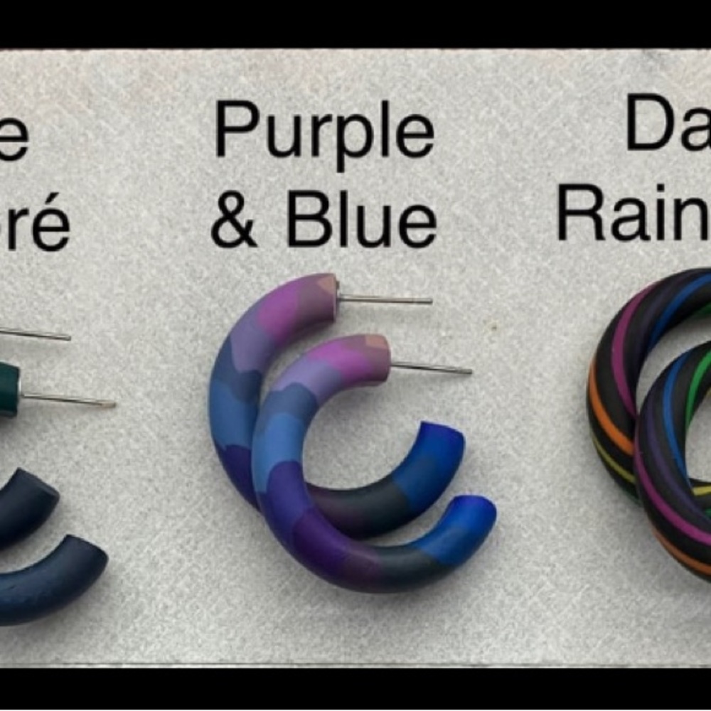 Small Polymer Clay Hoops - Set #6 - Picture 5 of 5